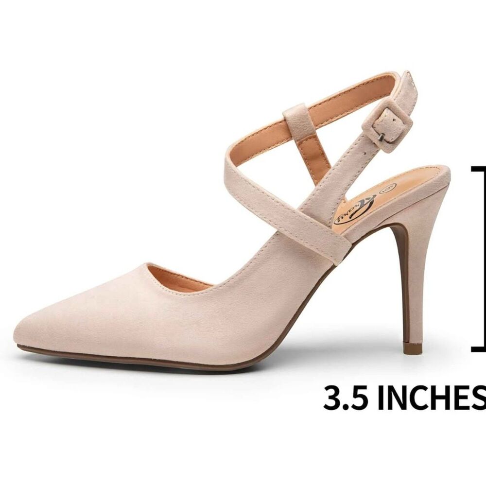 Women's High Heels Pointed Closed Toe Slingback Sexy Stiletto Ankle Strap Shoe - Picture 6 of 6